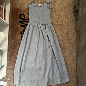 smocked midi dress